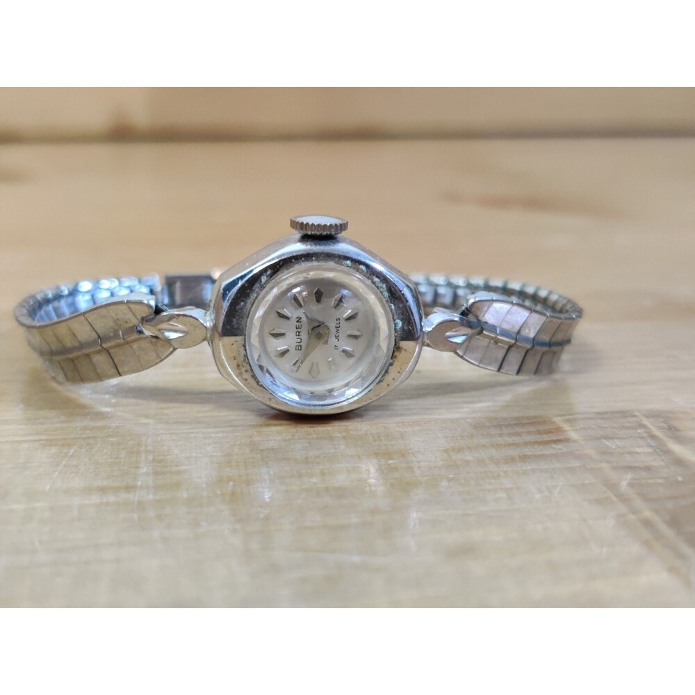 VINTAGE BUREN 17 JEWEL Ladies Watch RUNNING 6” Stainless Steel